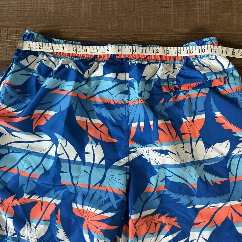 Nautica Blue Sail Tropical Blue and Orange Swim Shorts XL